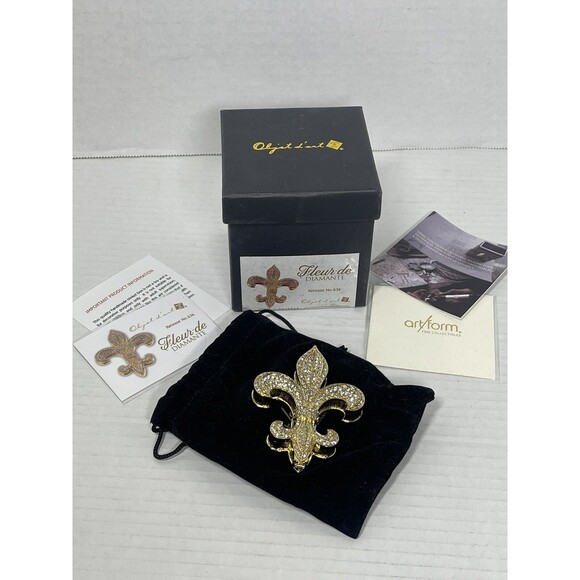 New In Box Art Form Fluer De Lis Dimante Rhinestone Trinket Box 3" - Picture 1 of 7